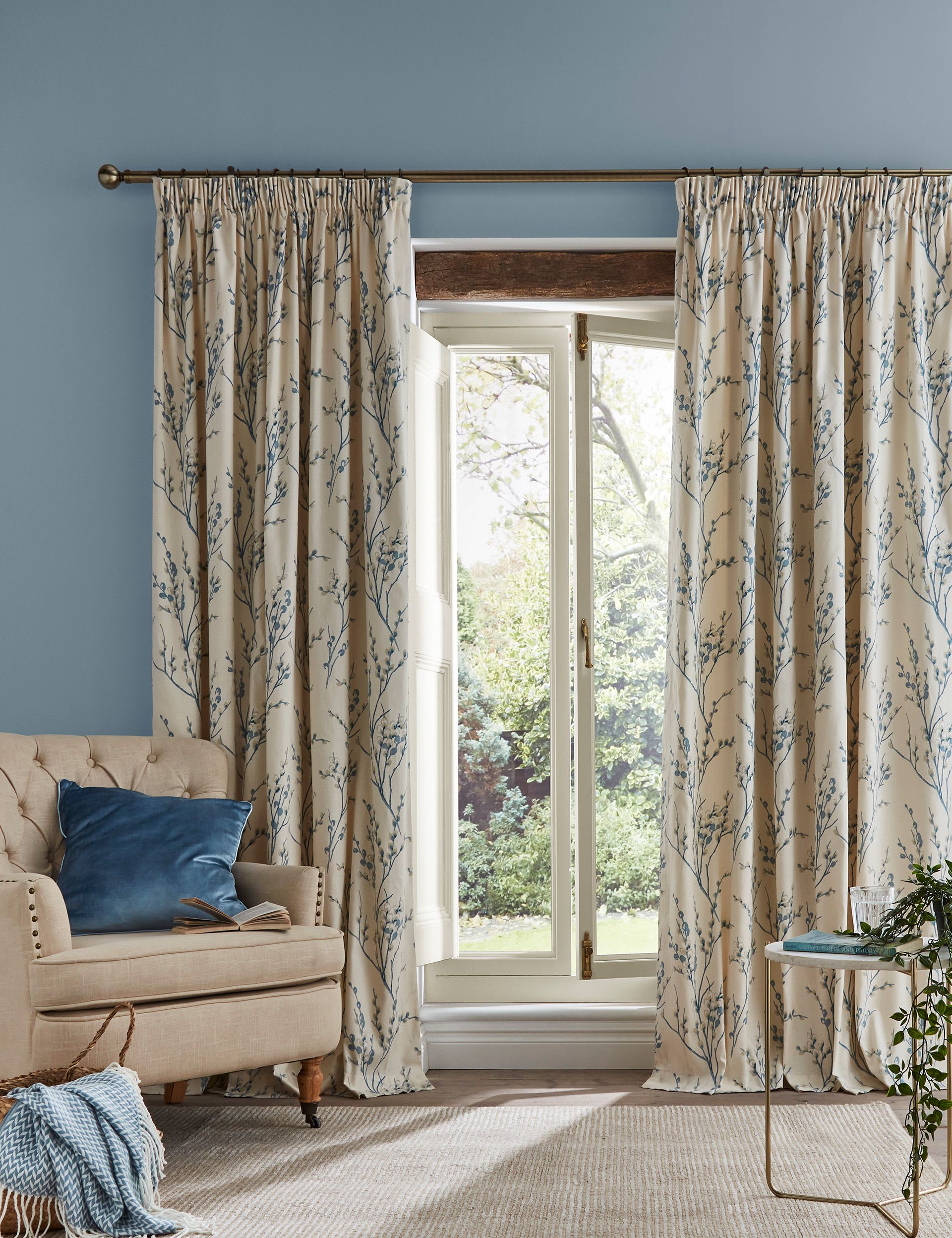 Pure Cotton Pussy Willow Pencil Pleat Curtains Laura Ashley M S