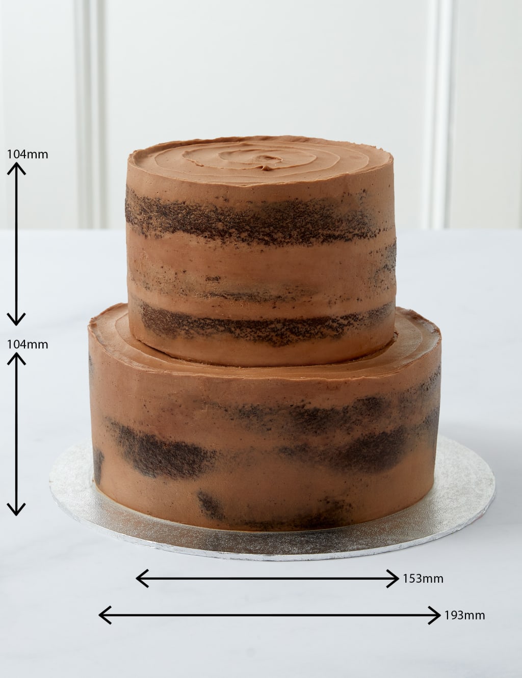 Chocolate Two Tier Naked Cake Serves M S