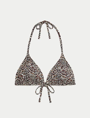 Printed Halterneck Triangle Bikini Set M S