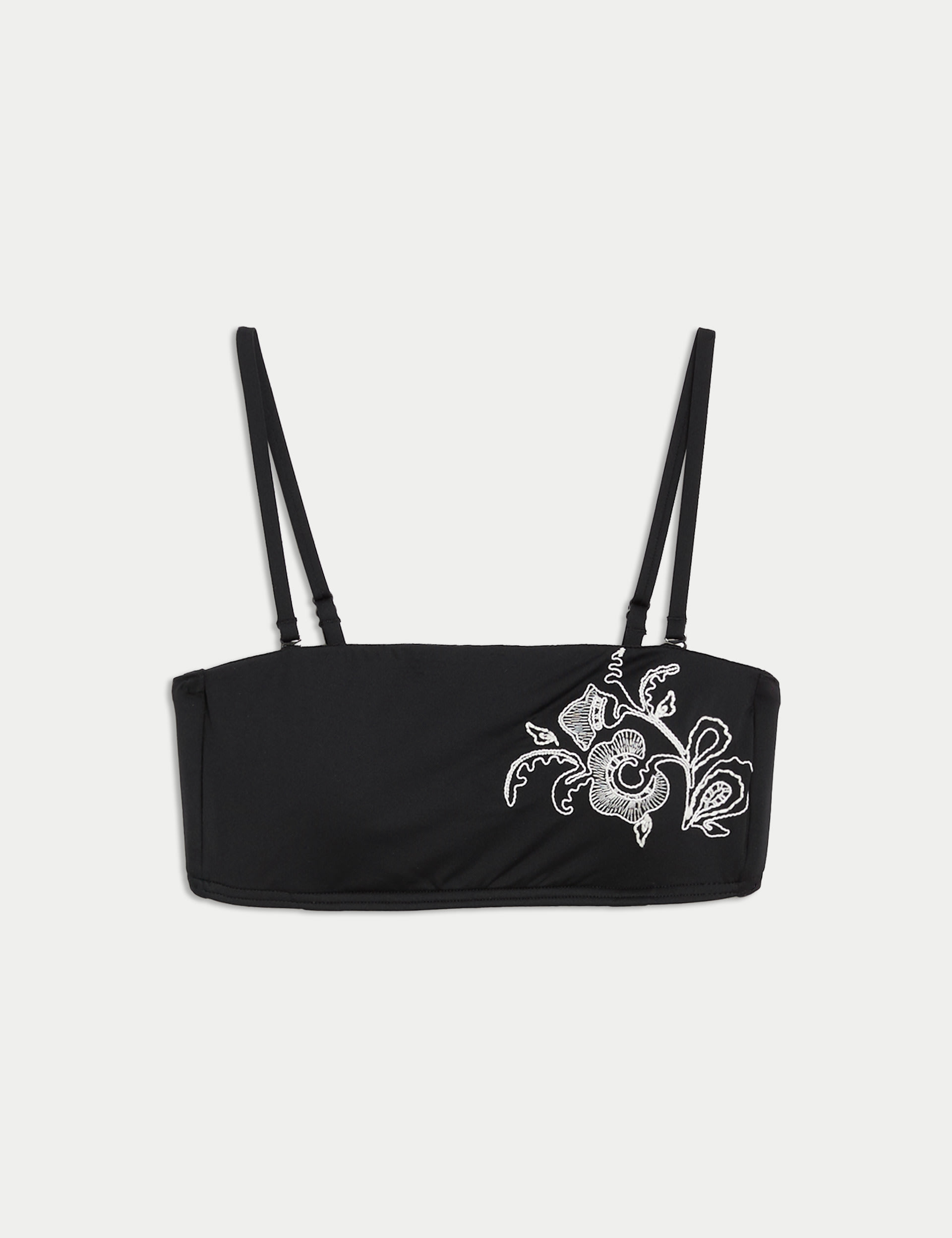 Floral Embroidered Padded Bandeau Bikini Top M S Collection M S