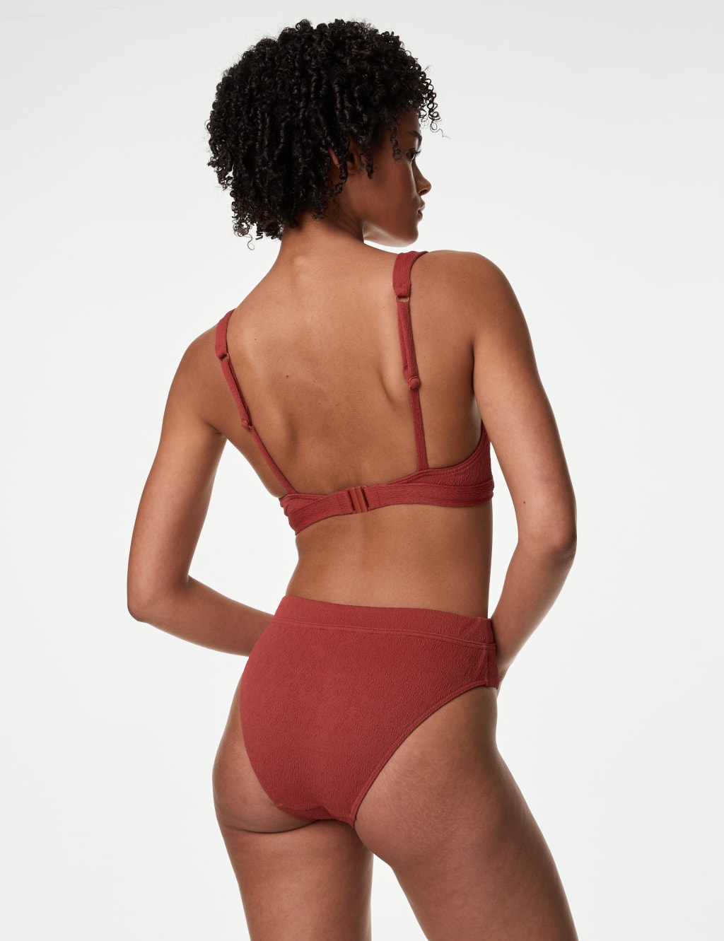 Textured High Waisted High Leg Bikini Bottoms M S Collection M S