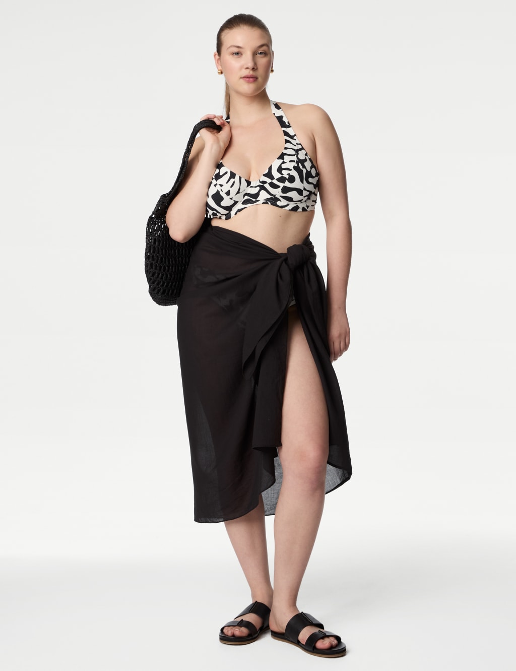 Printed Wired Plunge Halterneck Bikini Top M S Collection M S