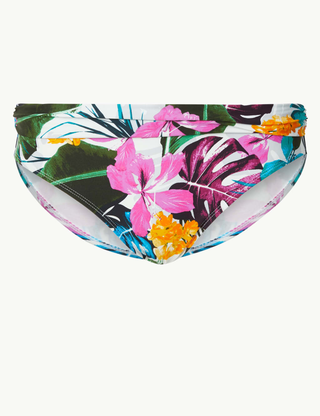 Tropical Print Roll Top Bikini Bottoms M S Collection M S