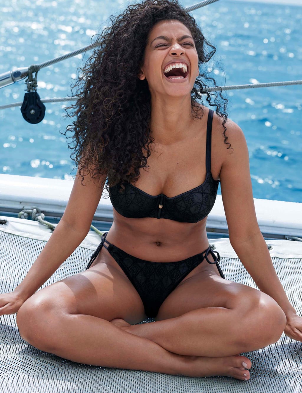 Nomad Nights Textured High Leg Bikini Bottoms Freya M S