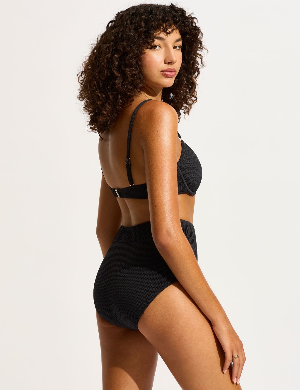 Sea Dive Textured High Waisted Bikini Bottoms Seafolly M S
