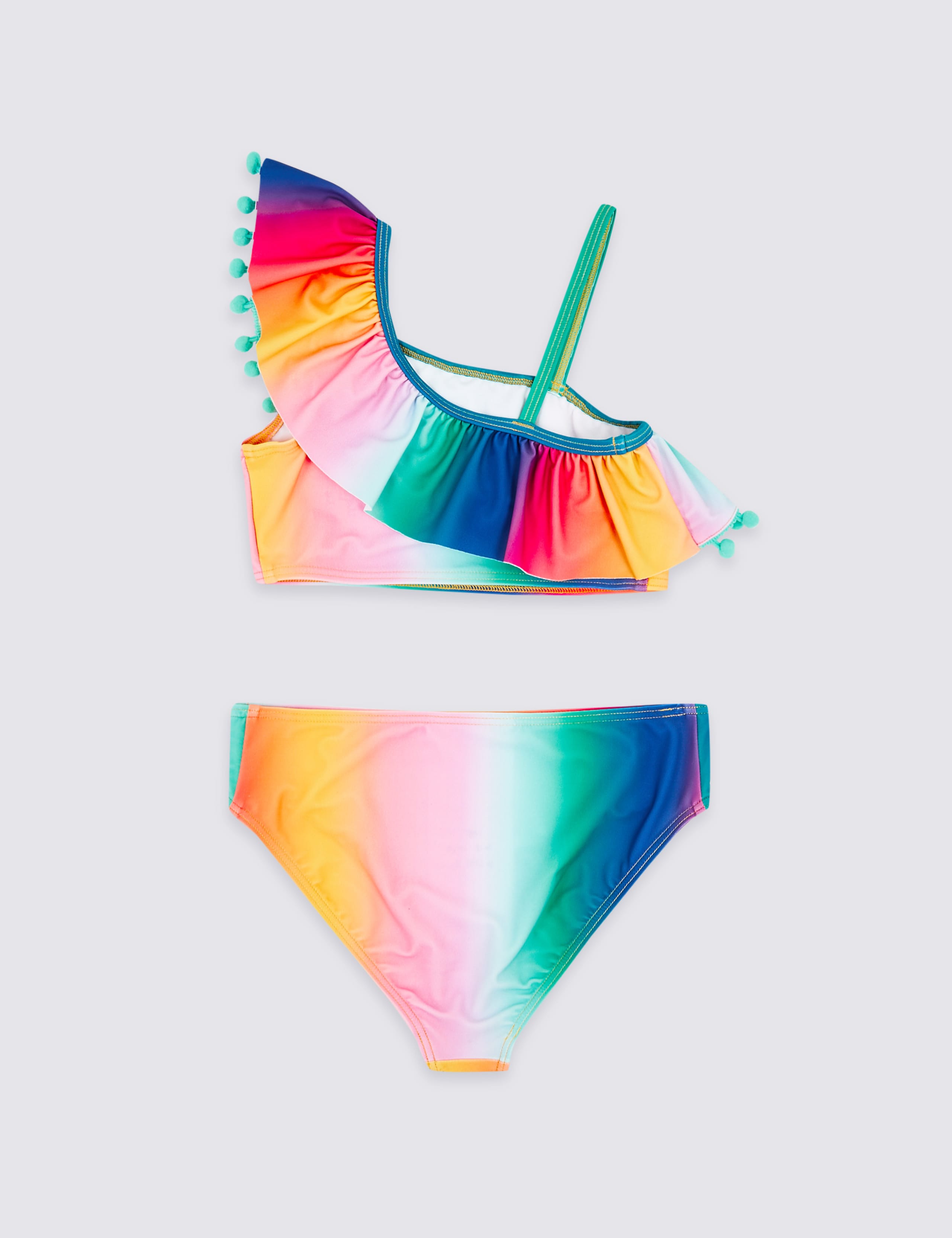 Ombre Pom Pom Bandeau Bikini Set 3 16 Years M S IE