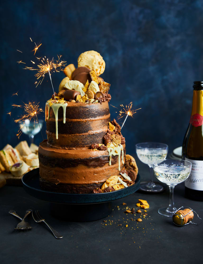 Chocolate Two Tier Naked Cake Serves M S