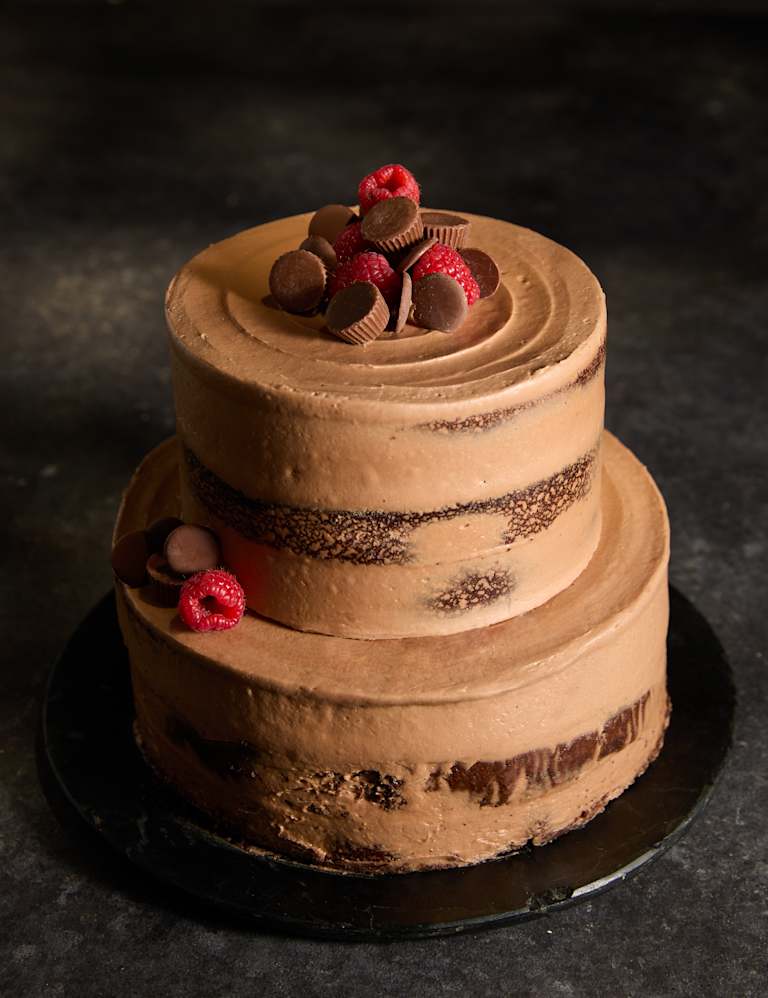 Chocolate Two Tier Naked Cake Serves M S