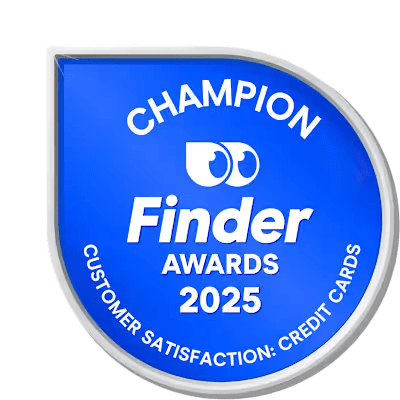 Badge reading Finder Awards 2023 Highly commended Credit Cards Customer Satisfaction