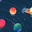 Glow in the Dark Space Bedding Set, NAVY MIX, swatch