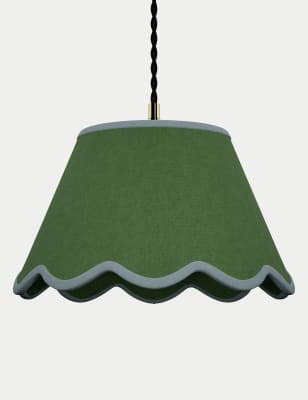 M&S Large Scallop Trim Lamp Shade - Navy, Light Green,Green,Navy,Red