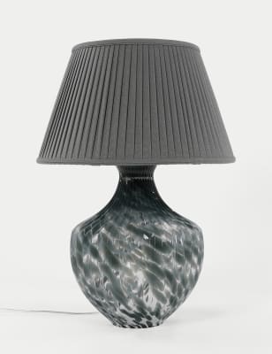 M&S Collection Khloe Patterned Glass Table Lamp - Clear, Clear