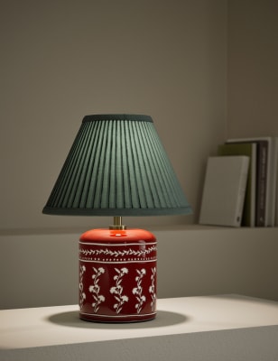 

M&S Collection Penny Floral Table Lamp - Red, Red