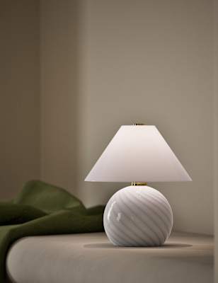 

M&S Collection Lyla Striped Table Lamp - White, White