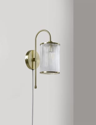 M&S Collection Monroe Plug In Wall Light - Antique Brass, Antique Brass