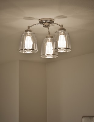 

M&S Collection Core Glass & Metal Multi Flush Ceiling Light - Silver, Silver