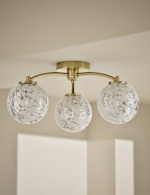 

M&S Collection Confetti Glass Multi Flush Ceiling Light - Antique Brass, Antique Brass