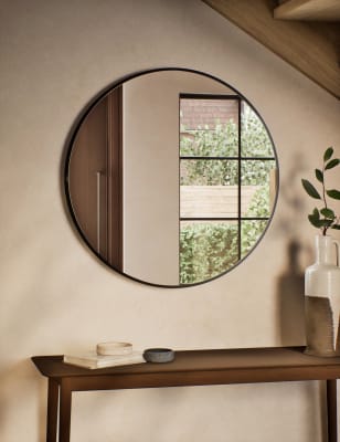 

M&S Collection Metal Circle Wall Mirror - Black, Black