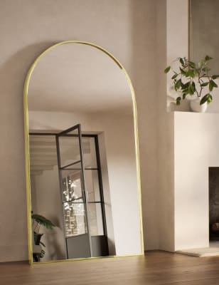 

M&S Collection Metal Arch Free Standing Mirror - Antique Brass, Antique Brass