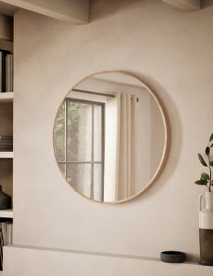 

M&S Collection Round Pine Wall Mirror - Wood, Wood