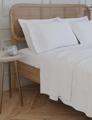 M&S Collection Egyptian Cotton 230 Thread Count Flat Sheet - 6FT - Ice White, Ice White,Mink,Cream,S