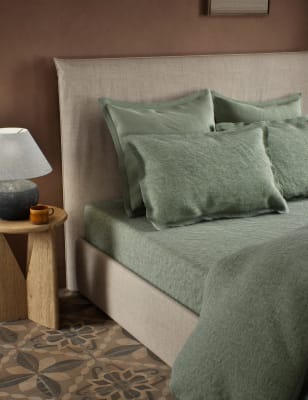 

M&S X Fired Earth Pure Brushed Cotton Twill Deep Fitted Sheet - Weald Green, Weald Green