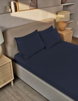 

M&S Collection Pure Brushed Cotton Fitted Sheet - Midnight Navy, Midnight Navy