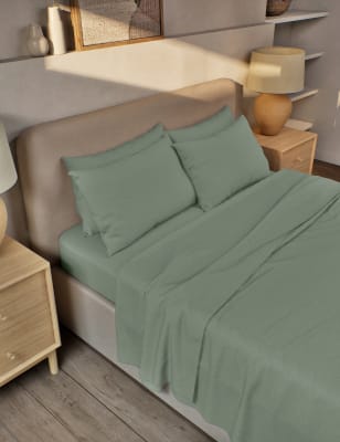 

M&S Collection Pure Brushed Cotton Flat Sheet - Dusty Green, Dusty Green
