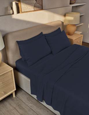 

M&S Collection Pure Brushed Cotton Flat Sheet - Midnight Navy, Midnight Navy