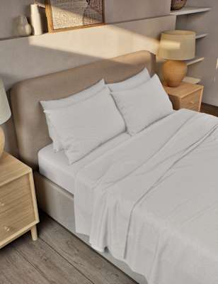 

M&S Collection Bettlaken aus reiner, gebürsteter Baumwolle - Silver Grey, Silver Grey