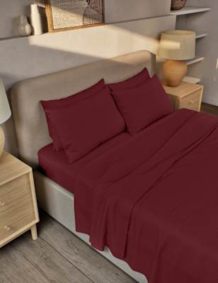 

M&S Collection Pure Brushed Cotton Flat Sheet - Cranberry, Cranberry