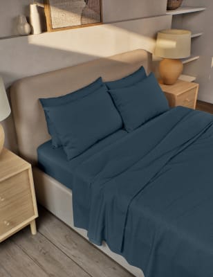 

M&S Collection Pure Brushed Cotton Flat Sheet - Petrol, Petrol