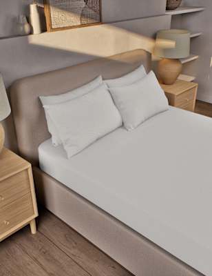 

M&S Collection Tiefer geschnittenes Spannbettlaken aus reiner, gebürsteter Baumwolle - Silver Grey, Silver Grey