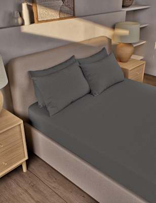 

M&S Collection Pure Brushed Cotton Deep Fitted Sheet, Charcoal