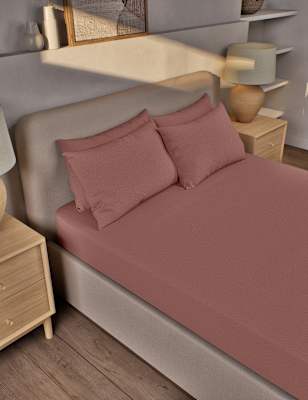 

M&S Collection Tiefer geschnittenes Spannbettlaken aus reiner, gebürsteter Baumwolle - Clay, Clay