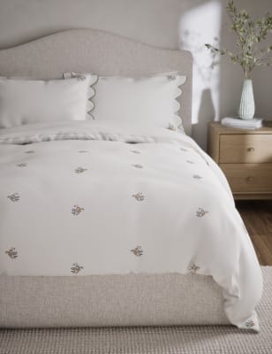 

M&S Collection Pure Cotton Floral Embroidered Bedding Set - White Mix, White Mix