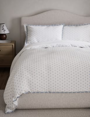 

M&S Collection Pure Cotton Spotty Jacquard Bedding Set - Blue Mix, Blue Mix