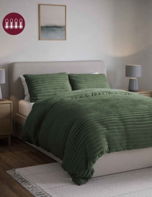 

M&S Collection Cloud Fleece Ribbed Bedding Set - Green, Green