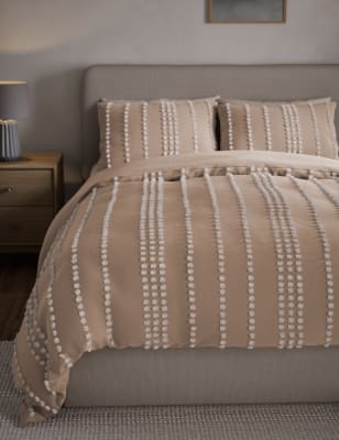 

M&S Collection Pure Cotton Striped Tufted Bedding Set - Neutral, Neutral