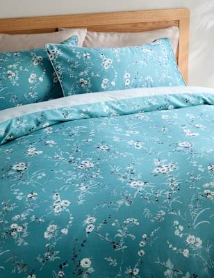 

M&S Collection Pure Cotton Sateen Fleur Foliage Bedding Set - Teal Mix, Teal Mix