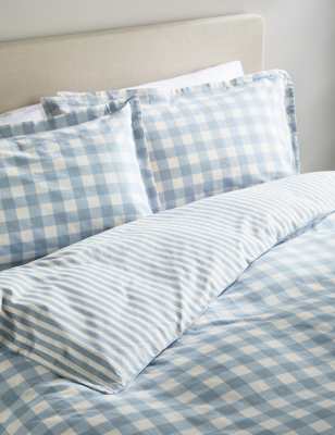 

M&S Collection Pure Cotton Gingham Bedding Set - Blue, Blue