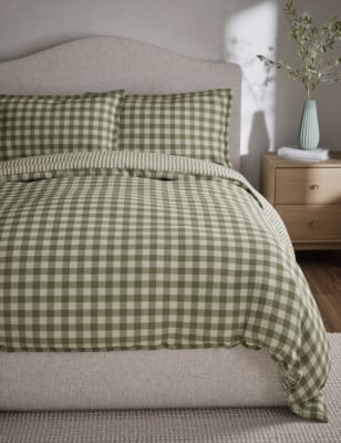 

M&S Collection Pure Cotton Gingham Bedding Set - Green, Green