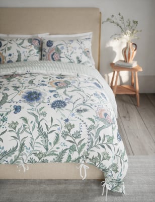 

M&S Collection Bettwäscheset aus reiner Baumwolle mit Blumenmuster - Green Mix, Green Mix