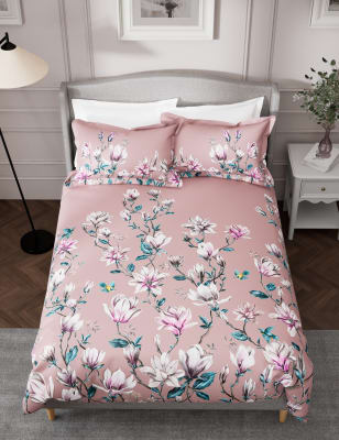 

M&S Collection Ropa de cama 100% algodón con diseño de flores de magnolia - Pink Mix, Pink Mix