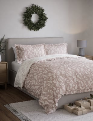 

M&S Collection Pure Brushed Cotton Winter Fern Bedding Set - Pink Mix, Pink Mix