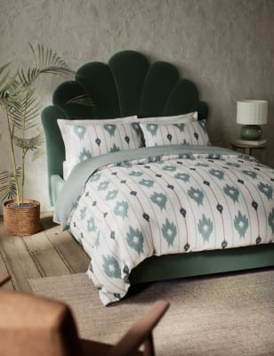 

M&S Collection Pure Cotton Diamond Jacquard Bedding Set - Teal Mix, Teal Mix