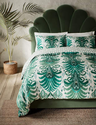 

M&S Collection Comfortably Cool Lyocell Rich Ikat Bedding Set - Teal Mix, Teal Mix