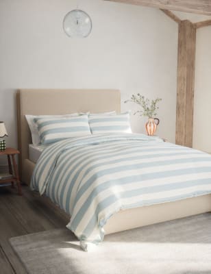 

M&S Collection Linen Blend Striped Bedding Set - Blue Mix, Blue Mix