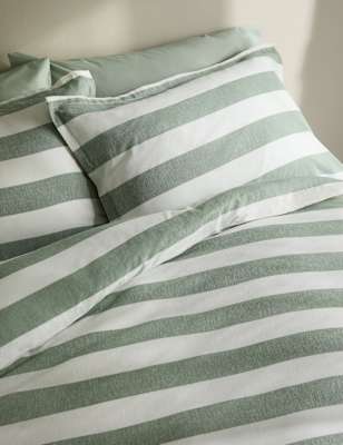 

M&S Collection Ropa de cama de rayas con lino - Green Mix, Green Mix