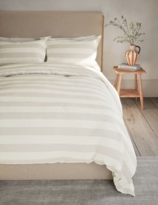 

M&S Collection Linen Blend Striped Bedding Set - Natural Mix, Natural Mix